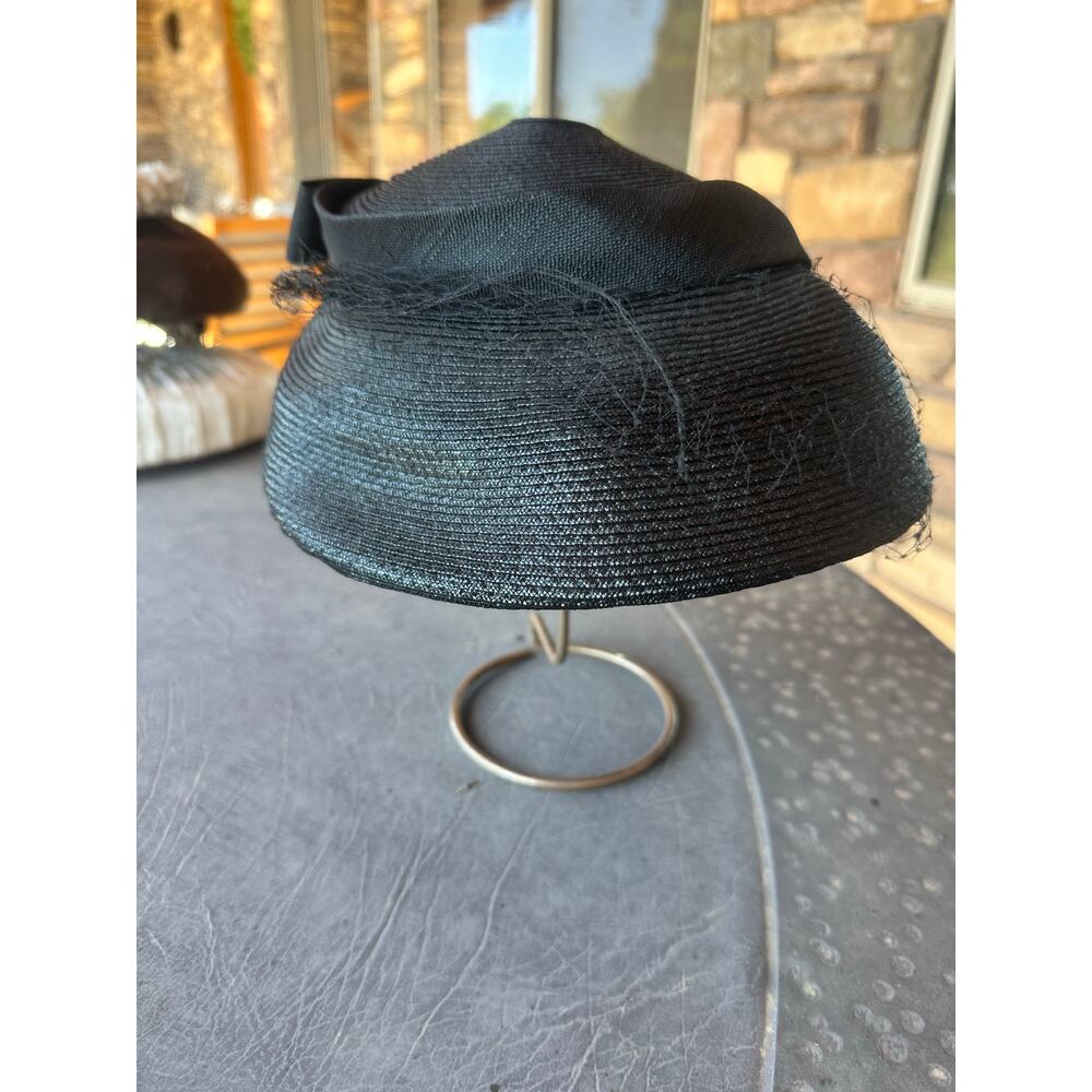 Vintage 1950s Black Veiled Church Hat